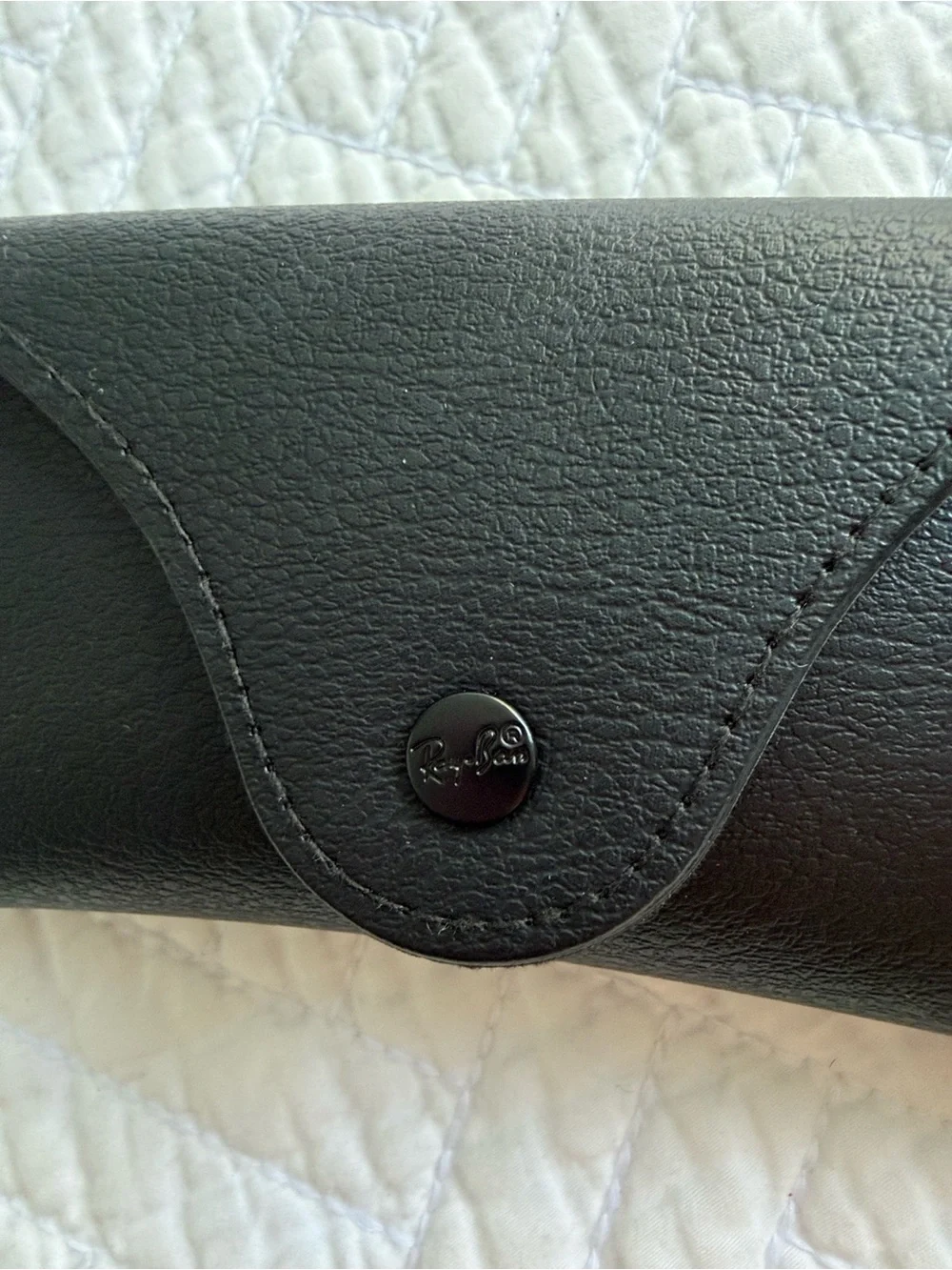 Ray-Ban Black Leather Sunglass Case with Gold Logo